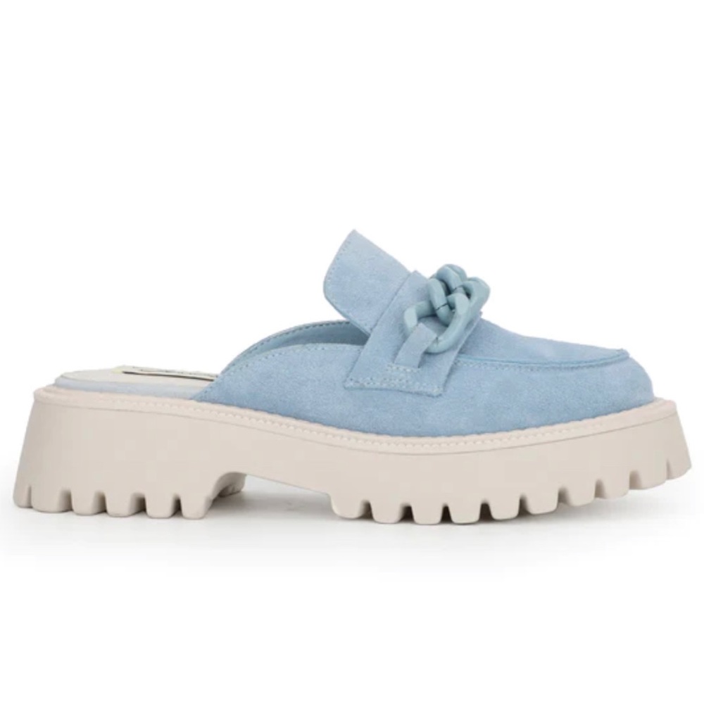 Brand new vintage Havana hazel sky blue backless loafer